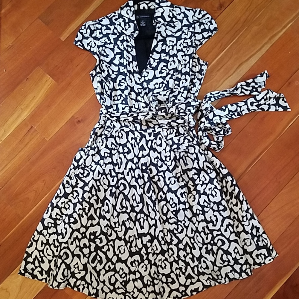 Black & White Printed Wrap Dress